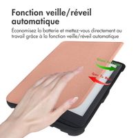 imoshion Étui de liseuse portefeuille Slim Soft Pocketbook Touch Lux 5 / HD 3 / Basic Lux 4 / Vivlio Lux 5 - Rose Doré