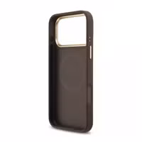 Guess Coque arrière en cuir avec logo Strass classique et MagSafe Apple iPhone 17 Pro - Marron