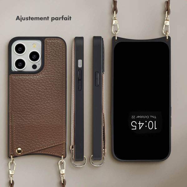 Selencia Coque de télephone Nova avec cordon et porte-cartes Apple iPhone 14 Pro - Mocha Brown