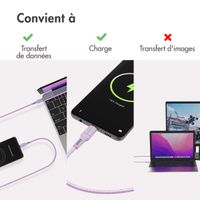 imoshion Braided USB-C vers câble USB-C - 1 mètre - Lilas