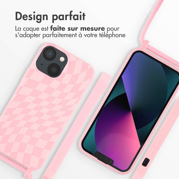 imoshion Coque design en silicone avec cordon iPhone 13 Mini - Retro Pink