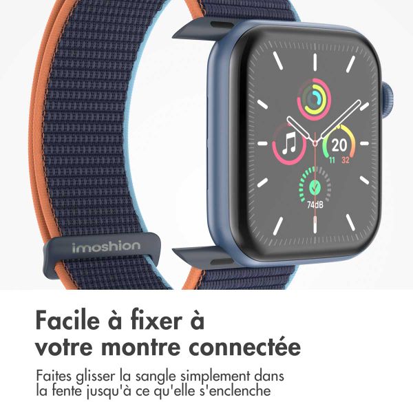 imoshion Bracelet en nylon Apple Watch Series 1 t/m 9 / SE (38/40/41 mm) | Series 10 / 11 (42 mm) - Dark Navy Blue