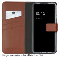 Selencia Étui portefeuille en cuir véritable Samsung Galaxy A54 (5G) - Marron clair
