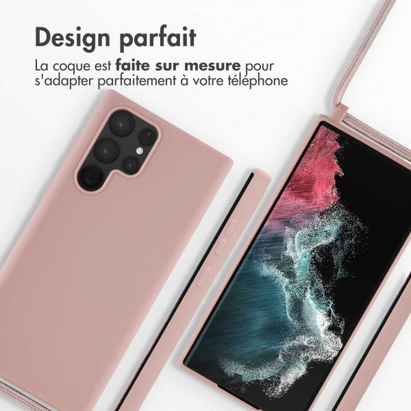 imoshion Coque en silicone avec cordon Samsung Galaxy S22 Ultra - Sand Pink