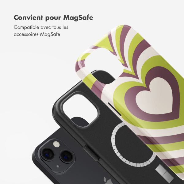 Selencia Coque arrière Vivid avec MagSafe Apple iPhone 13 - Double Hearts Plum Fern