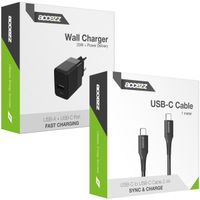 Accezz Chargeur Mural avec câble USB-C vers USB - Chargeur - 20 Watt - 1 mètre - Noir