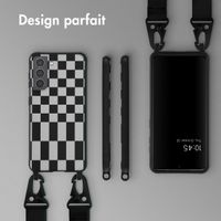 Selencia ﻿Coque design en silicone avec cordon amovible Samsung Galaxy S21 - Irregular Check Black