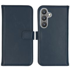Selencia Étui portefeuille en cuir véritable Samsung Galaxy S24 - Bleu foncé