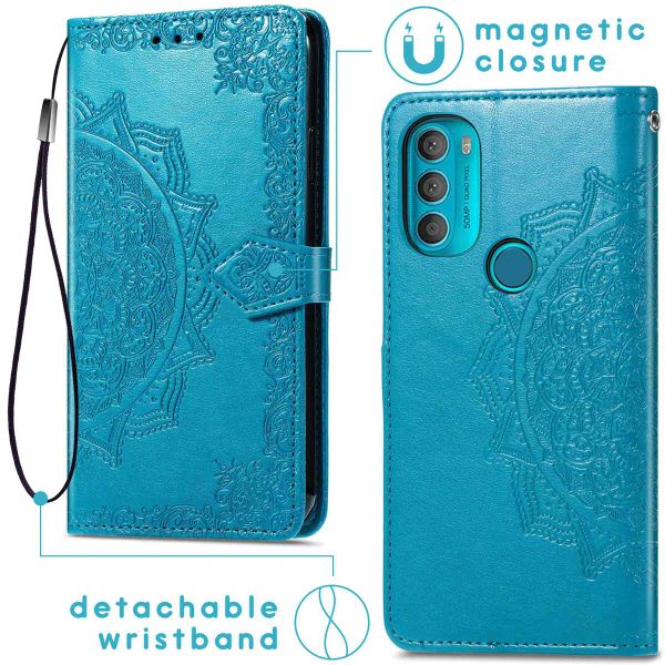 imoshion Etui de téléphone portefeuille Mandala Motorola Moto G71 - Turquoise