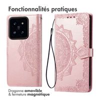 imoshion Etui de téléphone portefeuille Mandala Xiaomi 14T Pro - Rose Dorée