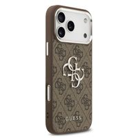 Guess Coque 4G Metal Logo Backcover Apple iPhone 17 Pro Max - Silver Edge - Brown