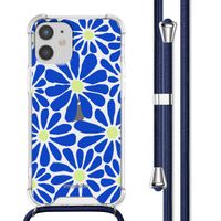 imoshion Coque Design avec cordon iPhone 12 Mini - Cobalt Blue Flowers Connect