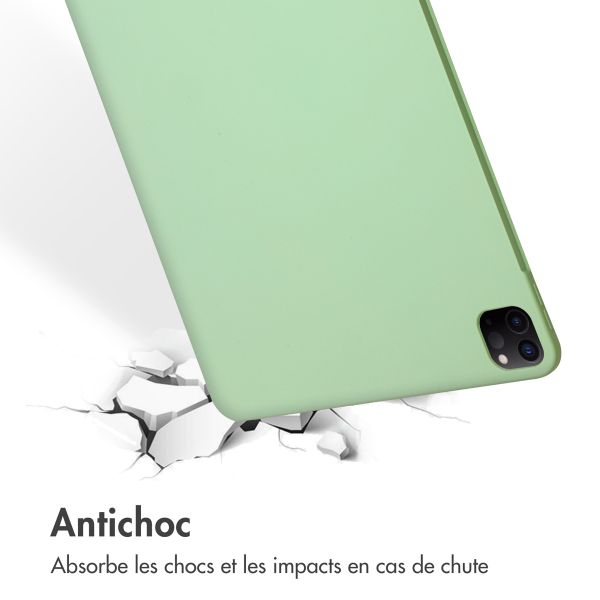 Accezz Coque Liquid Silicone avec porte-stylet Apple iPad Pro 12.9 (2022) / Pro 12.9 (2021) / Pro 12.9 (2020) - Vert clair