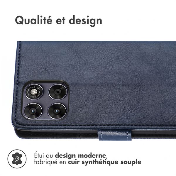 imoshion Étui de télephone portefeuille de luxe Motorola Moto G77 - Bleu foncé