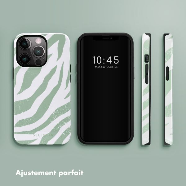 Selencia Coque arrière Vivid Tough iPhone 13 Pro - Colorful Zebra Sage Green