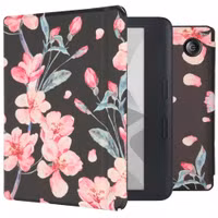imoshion Design Slim Hard Sleepcover avec support Kobo Libra H2O - Blossom Watercolor Black