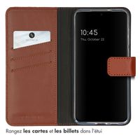 Selencia Étui portefeuille en cuir véritable Samsung Galaxy S23 Plus - Marron clair