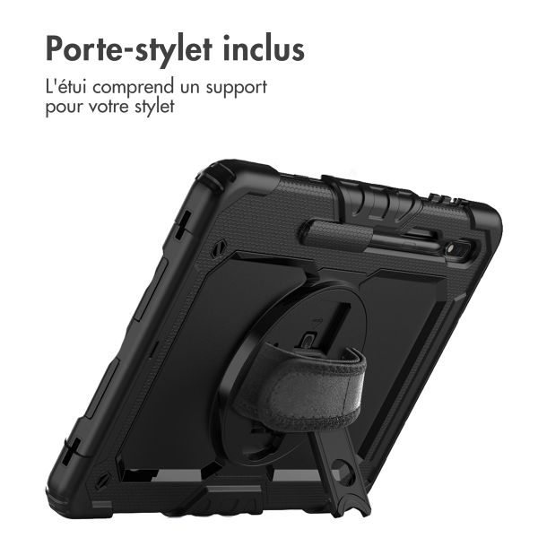 Accezz ﻿Coque arrière robuste avec bandoulière Samsung Galaxy Tab S8 Plus / S7 Plus / S7 FE - Noir