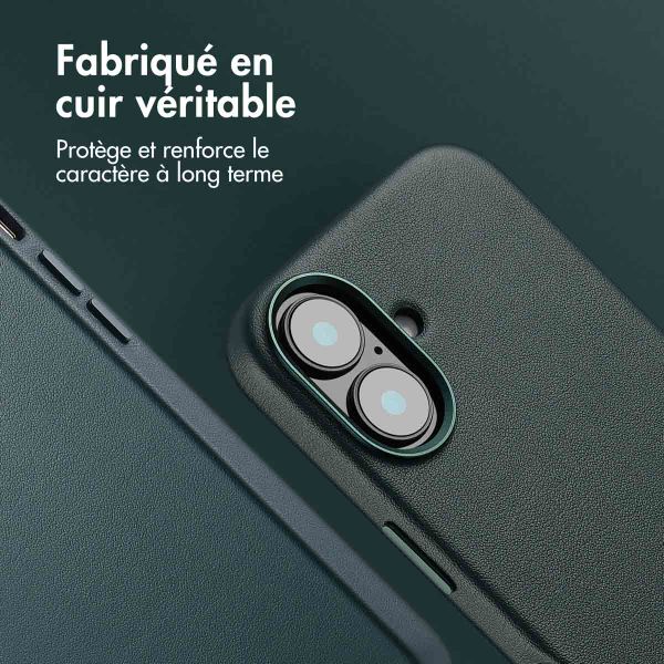Accezz Coque arrière en cuir avec MagSafe Apple iPhone 16 - Cedar Green
