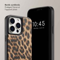 Selencia Coque arrière avec cordon et porte-cartes Nova iPhone 15 Pro Max - Leopard