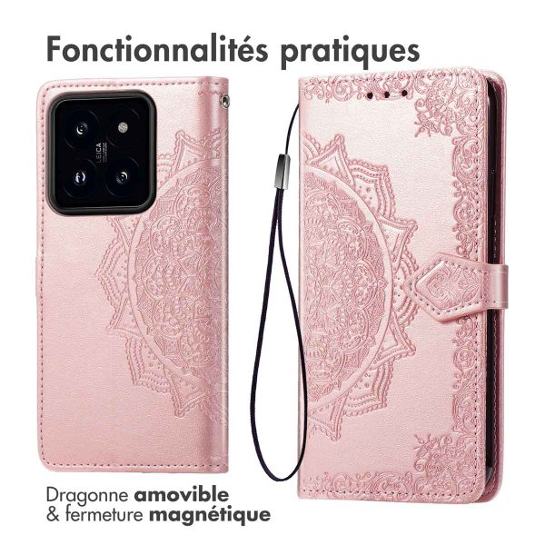 imoshion Etui de téléphone portefeuille Mandala Xiaomi 14T - Rose Dorée