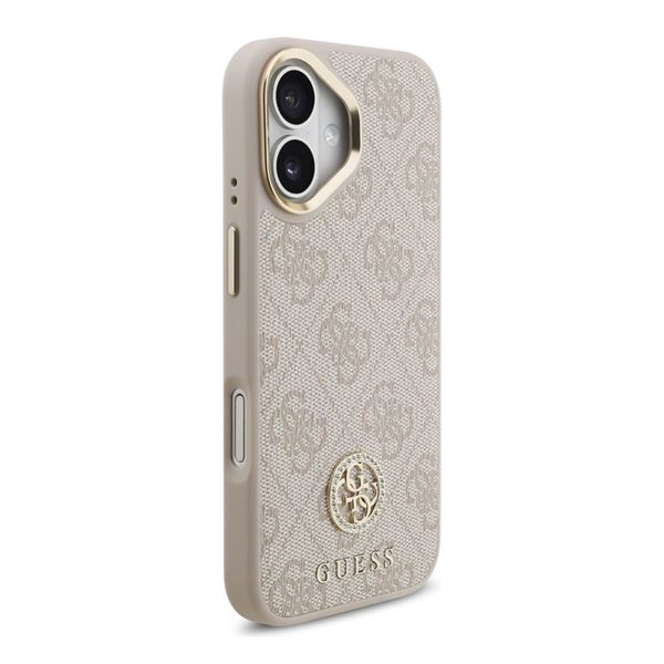 Guess Coque arrière en cuir avec logo Strass classique et MagSafe Apple iPhone 17 - Rose