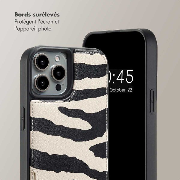 Selencia Coque de télephone Nova avec cordon et porte-cartes Apple iPhone 15 Pro - Zazzy Zebra