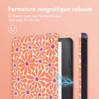 imoshion Design Slim Hard Sleepcover avec support Kobo Libra 2 / Tolino Vision 6 - Orange Flowers Connect