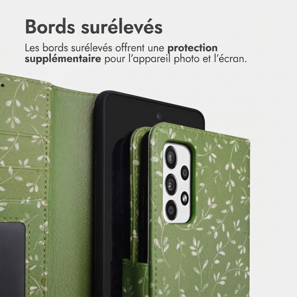 imoshion Étui de télephone portefeuille Design Samsung Galaxy A52(s) (5G/4G) - Green Flowers