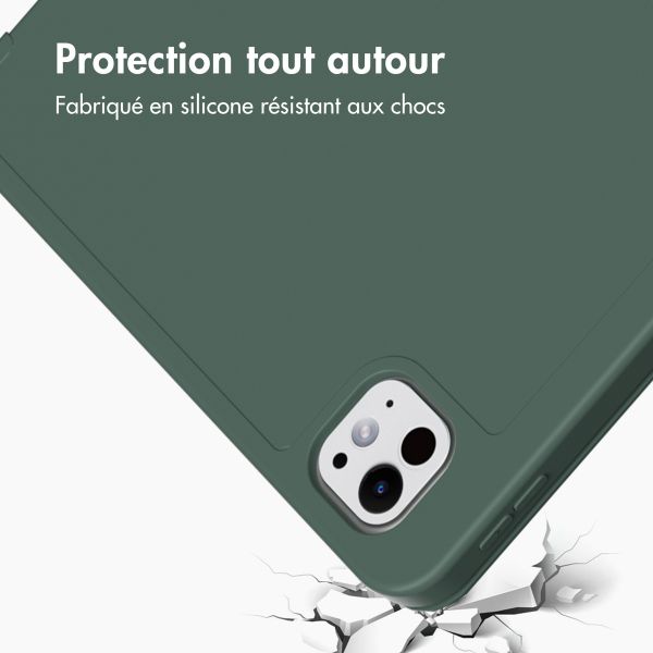 Accezz Coque tablette portefeuille Smart Silicone Apple iPad Pro 11 (2025) M5 / (2024) M4 - Vert foncé