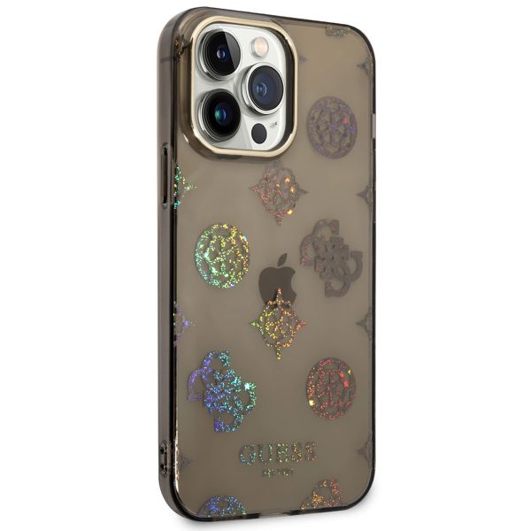 Guess Coque Peony Glitter iPhone 14 Pro Max - Noir