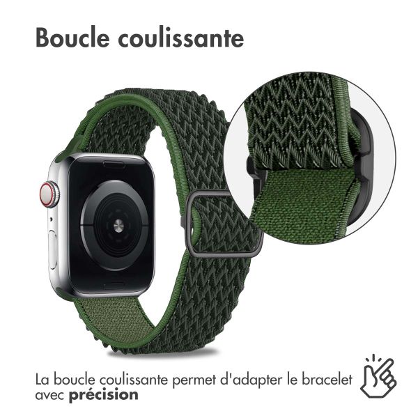 imoshion Bracelet en nylon élastique Apple Watch Series 1 t/m 9 / SE (38/40/41 mm) | Series 10 / 11 (42 mm) - Vert foncé
