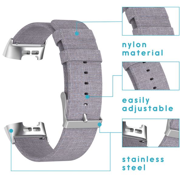 imoshion Bracelet en nylon Fitbit Charge 3 / 4 - Gris