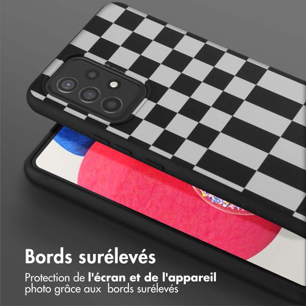Selencia Coque design en silicone avec cordon amovible Samsung Galaxy A53 - Irregular Check Black