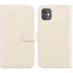 Selencia Étui de téléphone portefeuille en cuir véritable iPhone 11 - Greige