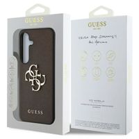 Guess Coque 4G Metal Logo Saffiano Samsung Galaxy S25 - Marron