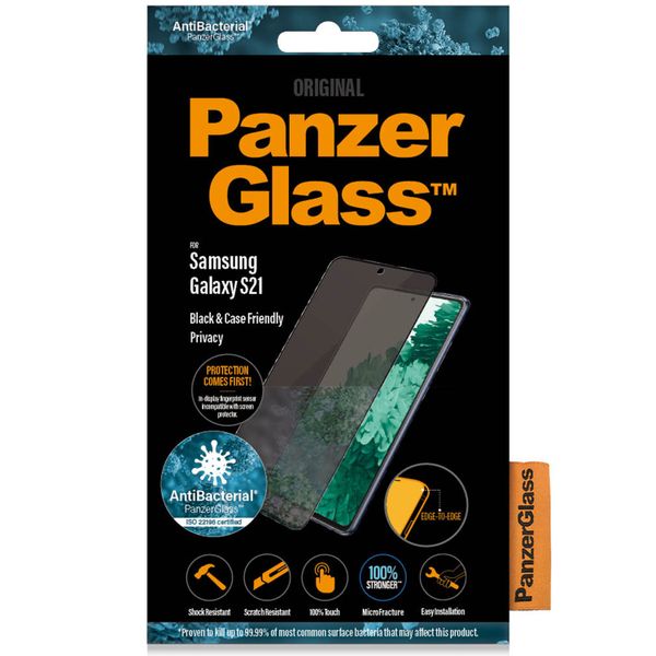 PanzerGlass Protection d'écran Privacy en verre trempé Case Friendly Anti-Bacterial Samsung Galaxy S21