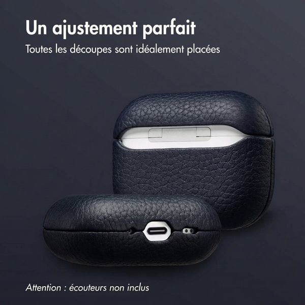 Accezz Coque en cuir véritable  Apple Airpods Pro 3 - Bleu foncé
