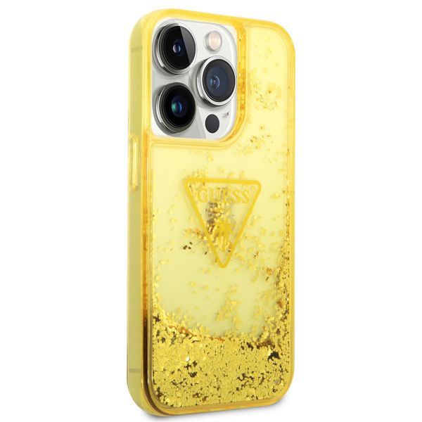 Guess Coque Liquid Glitter Apple iPhone 14 Pro - Jaune