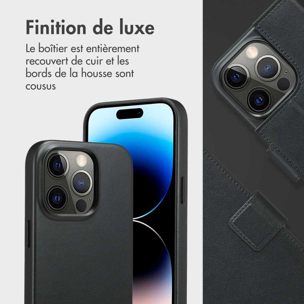 Accezz Étui de téléphone portefeuille en cuir 2-en-1 avec MagSafe Apple iPhone 14 Pro - Onyx Black