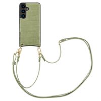 Selencia Coque de télephone Nova Croco avec cordon et porte-cartes Samsung Galaxy S24 - Sage Green
