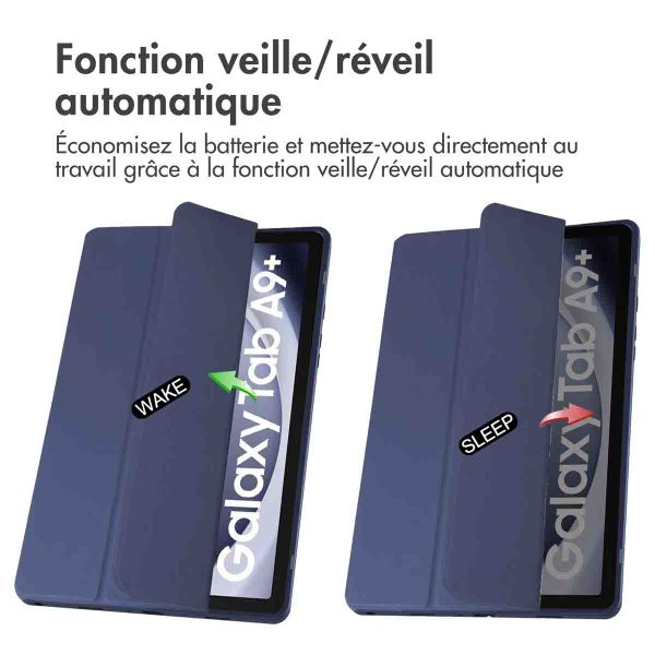 imoshion Coque tablette rigide Trifold Samsung Galaxy Tab A9 Plus - Bleu foncé