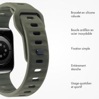 imoshion Bracelet en silicone Active Sport Apple Watch Series 1-10 / SE / Ultra (2) (44/45/46/49 mm) - Vert Noirâtre