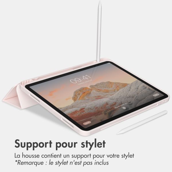 Accezz Coque tablette portefeuille Smart Silicone Apple iPad Air 11 pouces (2025) M3 / (2024) M2 / Air 5 (2022) / Air 4 (2020) - Rose