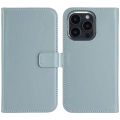 Selencia Étui de téléphone portefeuille en cuir véritable iPhone 16 Pro - Air Blue