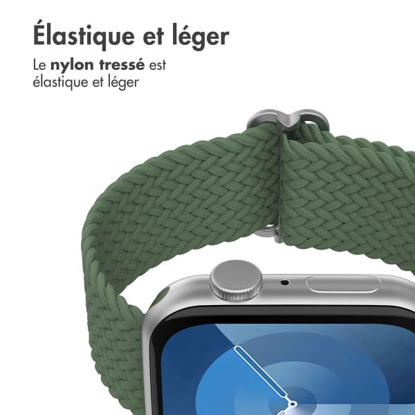 imoshion Bracelet tissé en nylon Apple Watch Series 1 á 10 / SE / Ultra (2) (44/45/46/49 mm) - Vert foncé