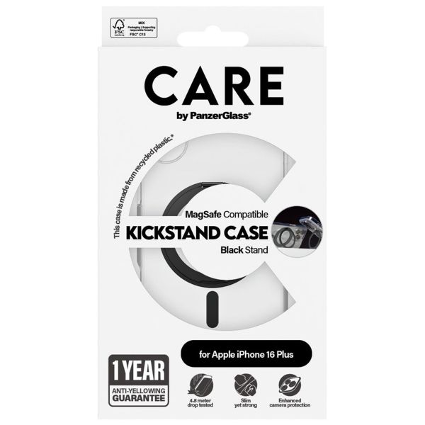 CARE by PanzerGlass Coque Kickstand MagSafe Apple iPhone 16 Plus - Noir