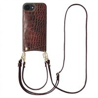 Selencia Coque de télephone Nova Croco avec cordon et porte-cartes Apple iPhone 17e / 16e - Burgundy