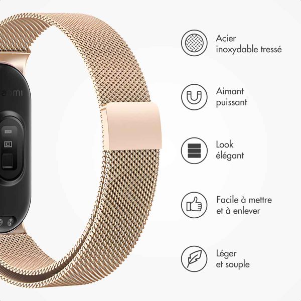 imoshion Bracelet magnétique milanais Xiaomi Smart Band 8 / 9 - Rose Doré