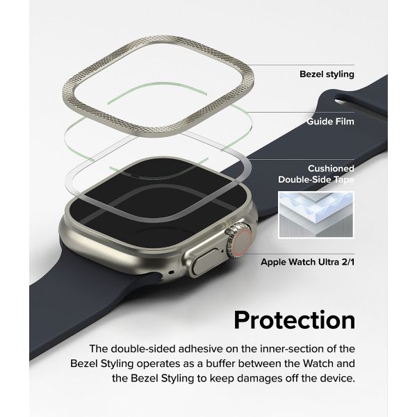 Ringke Bezel Styling + Protection d'écran Apple Watch Ultra (2) - 49 mm - Knurling Titanium